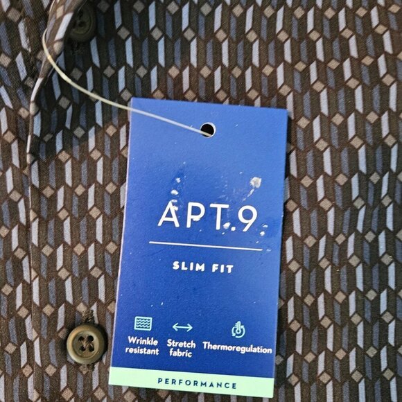 Apt. 9 Med men's dress shirt slim fit Blue and Black Pattern  NWT - Picture 6 of 7
